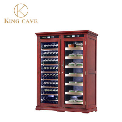 Khóa khu vực kép khung gỗ Máy làm mát rượu vang điện Cigar Humidor Cabinet