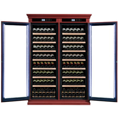 Khóa cửa kính khu vực kép Solid Wood Wine Cooler Cabinet With Touch Control