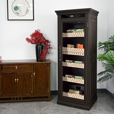 Giá tốt. Điều khiển cảm ứng kỹ thuật số thông minh Dark Brown Wood Electric Cigar Cooler Cabinet trực tuyến