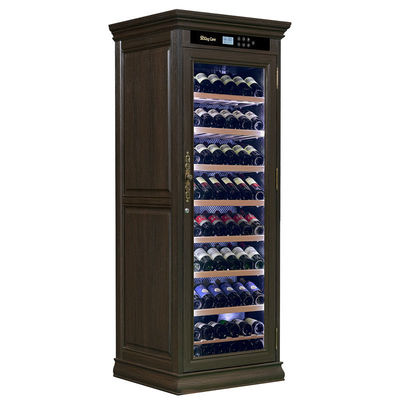 Giá tốt. Điều khiển cảm ứng cao có thể khóa đồ uống tủ lạnh Brown Wood Wine Cooler Cabinet trực tuyến
