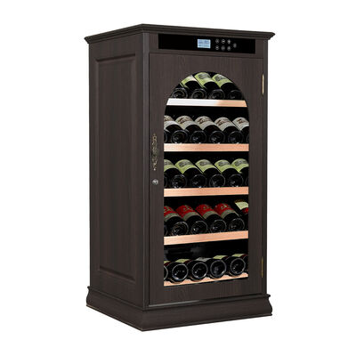 Giá tốt. Tự lập Cabinet Wine Cooler gỗ đen với cửa kính vòm thanh lịch và công nghệ kiểm soát khí hậu trực tuyến