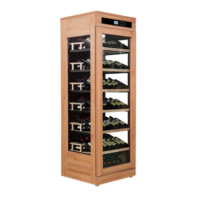 Giá tốt. Premium Oak Finish Wood Wine Cooler với dung lượng 60 chai và kệ gỗ điều chỉnh trực tuyến