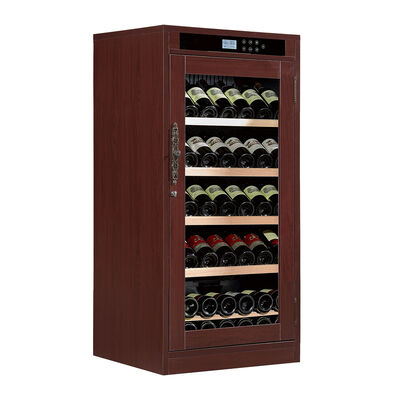 Giá tốt. Burgundy gỗ kết thúc Wine Cooler Cabinet với cửa kính khóa và làm mát nhiệt điện trực tuyến