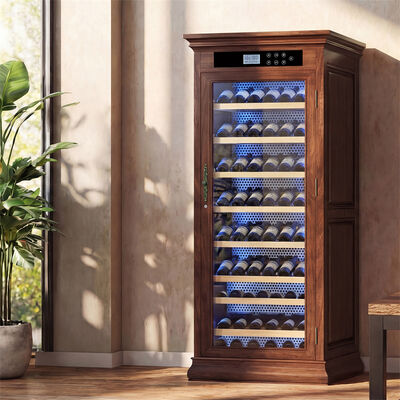 Giá tốt. Cabinet de refroidissement pour vin en bois moderne, grande capacité, réfrigérateur à vin à compresseur trực tuyến
